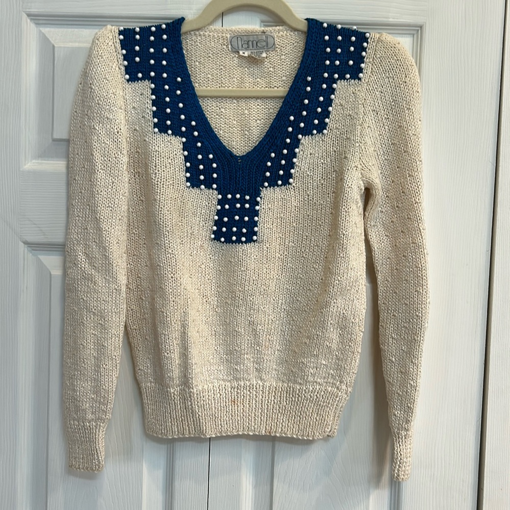 Gorgeous vintage knit and beaded sweater from Nannell